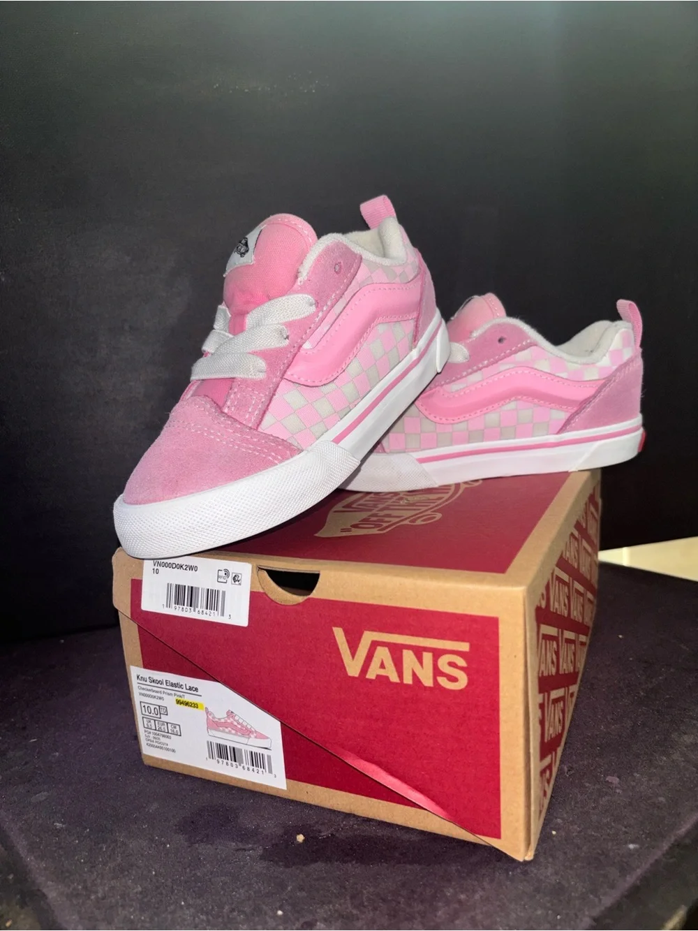 Vans Kids Pink Checkerboard Skate Shoes
